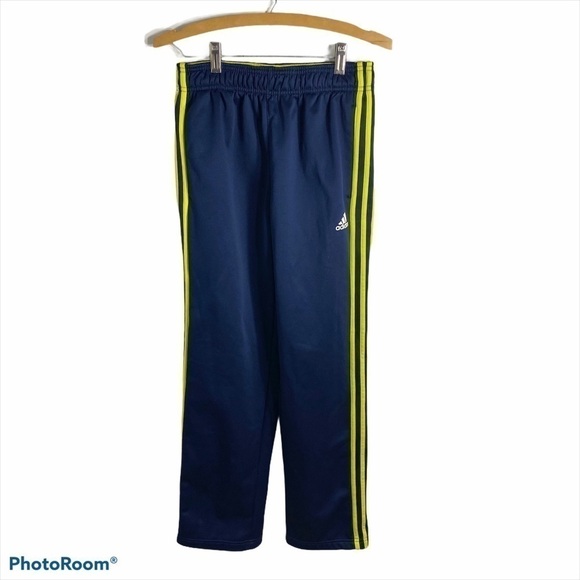 Adidas Sweatpants Blue Yellow Large Boys Kids - Picture 1 of 6